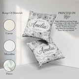 Custom Name Elegant Monochrome Floral Bouquet Pattern with Roses Square Filled Cushion Throw Pillow Sofa Bed Home Decor Zip Washable UK Made