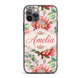 Coral Protea Flowers on Blush Pink Background Custom Name Protective Phone Case Mobile Cover Durable Everyday Smartphone Shock Resistant