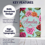 Personalised Name Colorful Roses on Soft Custom  Unique Gift Idea Elegant Feature Canvas Wall Art Print Decor Picture Ready to Hang