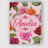 Personalised Name Colorful Roses on Blush Custom  Unique Gift Idea Elegant Feature Canvas Wall Art Print Decor Picture Ready to Hang