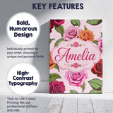 Personalised Name Colorful Roses on Blush Custom  Unique Gift Idea Elegant Feature Canvas Wall Art Print Decor Picture Ready to Hang