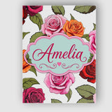 Personalised Name Colorful Roses on Light Custom  Unique Gift Idea Elegant Feature Canvas Wall Art Print Decor Picture Ready to Hang