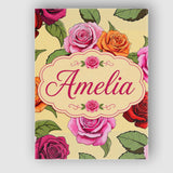 Personalised Name Colorful Roses on Warm Custom  Unique Gift Idea Elegant Feature Canvas Wall Art Print Decor Picture Ready to Hang