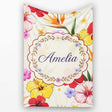 Tropical Hibiscus and Bird of Paradise Floral Seamless Pattern  Personalised Custom Name Super Soft Fleece Blanket Bed Sofa Throw