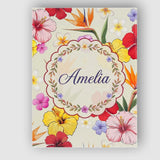 Personalised Name Tropical Hibiscus and Custom  Modern Room Accent Elegant Feature Canvas Wall Art Print Decor Picture Ready to Hang