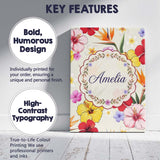 Personalised Name Tropical Hibiscus and Custom  Modern Room Accent Elegant Feature Canvas Wall Art Print Decor Picture Ready to Hang