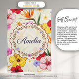Tropical Hibiscus and Bird of Paradise Floral Seamless Pattern  Personalised Custom Name Super Soft Fleece Blanket Bed Sofa Throw