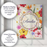 Personalised Name Tropical Hibiscus and Custom  Modern Room Accent Elegant Feature Canvas Wall Art Print Decor Picture Ready to Hang