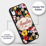 Tropical Hibiscus Bird of Paradise Printed Design Custom Name Protective Phone Case Mobile Cover Durable Everyday Smartphone Shock Resistant
