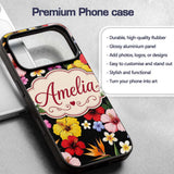 Tropical Hibiscus Bird of Paradise Printed Design Custom Name Protective Phone Case Mobile Cover Durable Everyday Smartphone Shock Resistant
