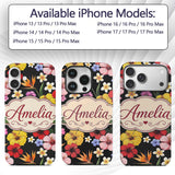 Tropical Hibiscus Bird of Paradise Printed Design Custom Name Protective Phone Case Mobile Cover Durable Everyday Smartphone Shock Resistant