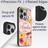 Tropical Hibiscus Bird of Paradise Printed Design Custom Name Protective Phone Case Mobile Cover Durable Everyday Smartphone Shock Resistant