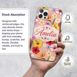 Tropical Hibiscus Bird of Paradise Printed Design Custom Name Protective Phone Case Mobile Cover Durable Everyday Smartphone Shock Resistant