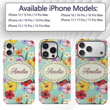 Tropical Hibiscus Bird of Paradise Printed Design Custom Name Protective Phone Case Mobile Cover Durable Everyday Smartphone Shock Resistant