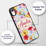 Tropical Hibiscus Bird of Paradise Printed Design Custom Name Protective Phone Case Mobile Cover Durable Everyday Smartphone Shock Resistant