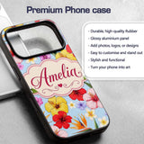 Tropical Hibiscus Bird of Paradise Printed Design Custom Name Protective Phone Case Mobile Cover Durable Everyday Smartphone Shock Resistant
