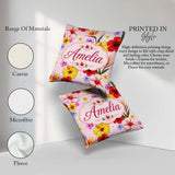 Custom Name Tropical Hibiscus Bird of Paradise Seamless Pattern Square Filled Cushion Throw Pillow Sofa Bed Home Decor Zip Washable UK Made