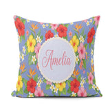 Custom Name Tropical Hibiscus Bird of Paradise Seamless Pattern Square Filled Cushion Throw Pillow Sofa Bed Home Decor Zip Washable UK Made