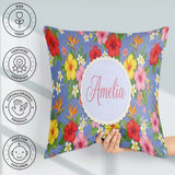 Custom Name Tropical Hibiscus Bird of Paradise Seamless Pattern Square Filled Cushion Throw Pillow Sofa Bed Home Decor Zip Washable UK Made