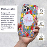 Tropical Hibiscus Bird of Paradise Printed Design Custom Name Protective Phone Case Mobile Cover Durable Everyday Smartphone Shock Resistant