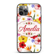 Tropical Hibiscus Bird of Paradise Printed Design Custom Name Protective Phone Case Mobile Cover Durable Everyday Smartphone Shock Resistant