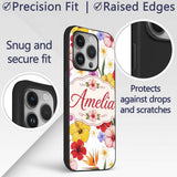 Tropical Hibiscus Bird of Paradise Printed Design Custom Name Protective Phone Case Mobile Cover Durable Everyday Smartphone Shock Resistant