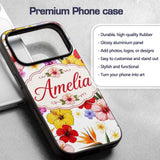 Tropical Hibiscus Bird of Paradise Printed Design Custom Name Protective Phone Case Mobile Cover Durable Everyday Smartphone Shock Resistant