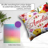 Custom Name Tropical Hibiscus of Paradise Seamless Pattern White Square Filled Cushion Throw Pillow Sofa Bed Home Decor Zip Washable UK Made
