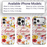Tropical Hibiscus Bird of Paradise Printed Design Custom Name Protective Phone Case Mobile Cover Durable Everyday Smartphone Shock Resistant