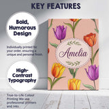 Personalised Name Elegant Tulip Floral Custom  Unique Gift Idea Modern Room Accent Canvas Wall Art Print Decor Picture Ready to Hang