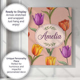 Personalised Name Elegant Tulip Floral Custom  Unique Gift Idea Modern Room Accent Canvas Wall Art Print Decor Picture Ready to Hang