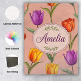 Personalised Name Elegant Tulip Floral Custom  Unique Gift Idea Modern Room Accent Canvas Wall Art Print Decor Picture Ready to Hang