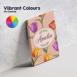 Personalised Name Elegant Tulip Floral Custom  Unique Gift Idea Modern Room Accent Canvas Wall Art Print Decor Picture Ready to Hang
