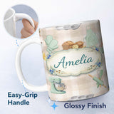 Personalized Custom Name Baking Kitchen Tools Seamless Pattern Beige Background Cooking 11oz Ceramic Coffee Tea Mug White Large Handle