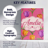 Personalised Name Elegant Tulip Floral Custom  Unique Gift Idea Modern Room Accent Canvas Wall Art Print Decor Picture Ready to Hang