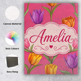 Personalised Name Elegant Tulip Floral Custom  Unique Gift Idea Modern Room Accent Canvas Wall Art Print Decor Picture Ready to Hang