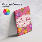 Personalised Name Elegant Tulip Floral Custom  Unique Gift Idea Modern Room Accent Canvas Wall Art Print Decor Picture Ready to Hang