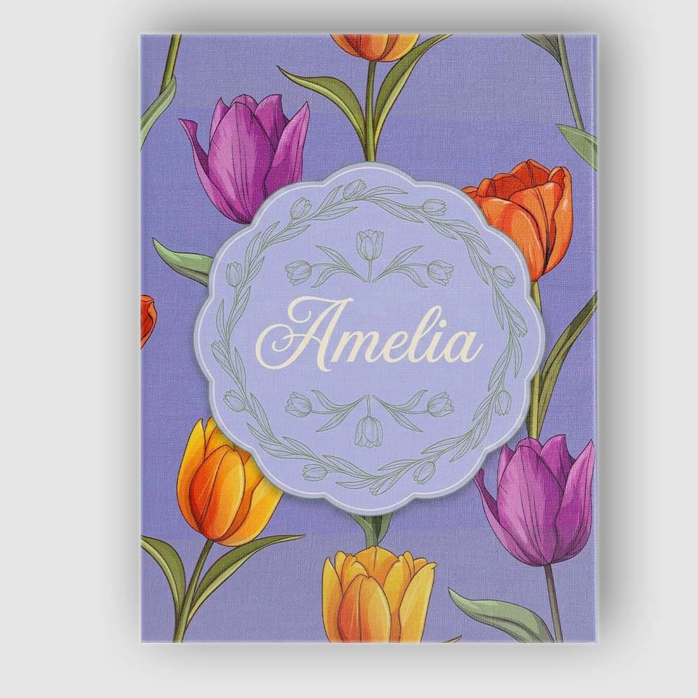 Personalised Name Elegant Tulip Floral Custom  Unique Gift Idea Modern Room Accent Canvas Wall Art Print Decor Picture Ready to Hang