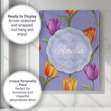 Personalised Name Elegant Tulip Floral Custom  Unique Gift Idea Modern Room Accent Canvas Wall Art Print Decor Picture Ready to Hang