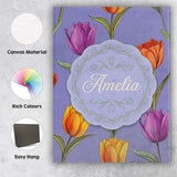 Personalised Name Elegant Tulip Floral Custom  Unique Gift Idea Modern Room Accent Canvas Wall Art Print Decor Picture Ready to Hang