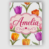Personalised Name Elegant Tulip Floral Custom  Unique Gift Idea Modern Room Accent Canvas Wall Art Print Decor Picture Ready to Hang