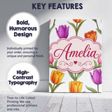 Personalised Name Elegant Tulip Floral Custom  Unique Gift Idea Modern Room Accent Canvas Wall Art Print Decor Picture Ready to Hang
