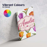 Personalised Name Elegant Tulip Floral Custom  Unique Gift Idea Modern Room Accent Canvas Wall Art Print Decor Picture Ready to Hang