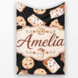 Cute Kawaii Cookies and Milk Seamless Pattern Sweet Treats Lovely  Personalised Custom Name Super Soft Fleece Blanket Bed Sofa Throw