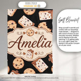 Cute Kawaii Cookies and Milk Seamless Pattern Sweet Treats Lovely  Personalised Custom Name Super Soft Fleece Blanket Bed Sofa Throw