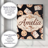 Personalised Name Cute Kawaii Cookies and Custom  Unique Gift Idea Elegant Feature Canvas Wall Art Print Decor Picture Ready to Hang