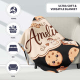 Cute Kawaii Cookies and Milk Seamless Pattern Sweet Treats Lovely  Personalised Custom Name Super Soft Fleece Blanket Bed Sofa Throw