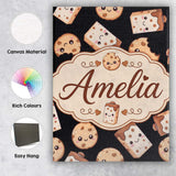 Personalised Name Cute Kawaii Cookies and Custom  Unique Gift Idea Elegant Feature Canvas Wall Art Print Decor Picture Ready to Hang