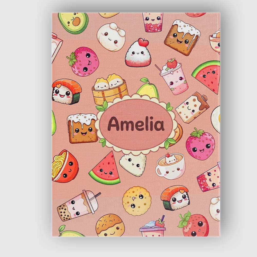 Personalised Name Cute Kawaii Food Characters Custom Unique Gift Idea Modern Room Accent Canvas Wall Art Print Decor Picture Ready to Hang
