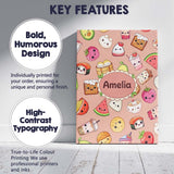 Personalised Name Cute Kawaii Food Characters Custom Unique Gift Idea Modern Room Accent Canvas Wall Art Print Decor Picture Ready to Hang